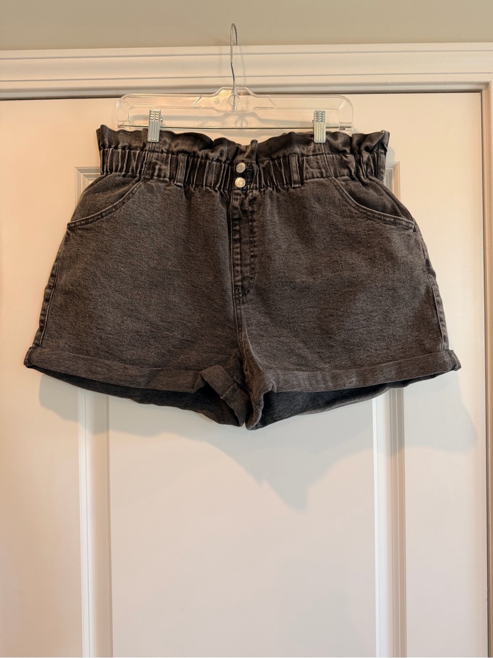 wild fable High-Waist Paperbag Shorts in Charcoal Gray